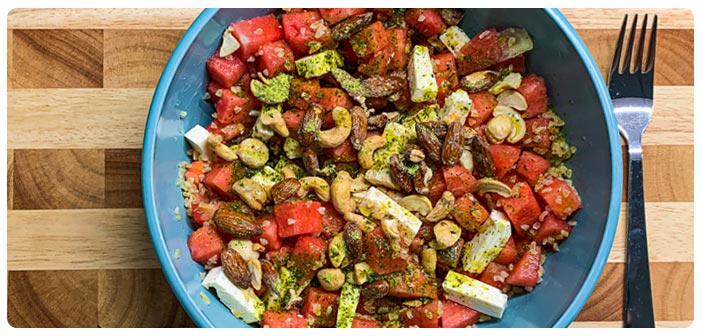 Melonen-Nuss-Salat mit Feta